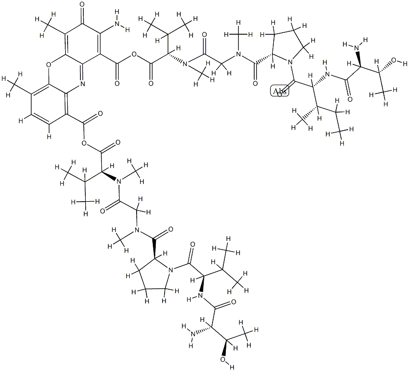 Actinocinedioyl(L-Thr-D-aIle-L-Pro-N-methyl Gly-N-methyl-L-Val-OH)(L-Thr-D-Val-L-Pro-N-methyl Gly-N-methyl-L-Val-OH) Struktur