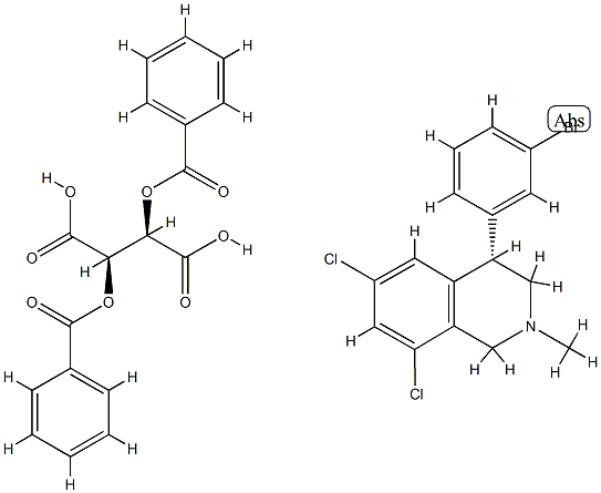 (2R,3R)-2,3-bis(benzoyloxy)butanedioic acid, (4S)-4-(3-bromophenyl)-6,8-dichloro-2-methyl-1,2,3,4-tetrahydroisoquinoline Struktur