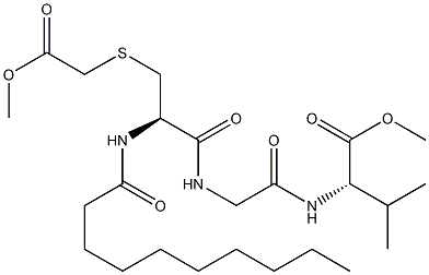 3-[(Methoxycarbonylmethyl)thio]-N-(1-oxodecyl)-L-Ala-Gly-L-Val-OMe Struktur