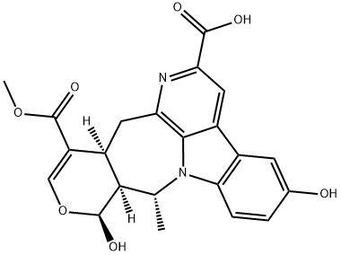 (8R)-8aα,9,12aα,13-Tetrahydro-5,9β-dihydroxy-8α-methyl-8H-10-oxa-1,7b-diazabenzo[5,6]cyclohepta[1,2,3-jk]fluorene-2,12-dicarboxylic acid 12-methyl ester Struktur