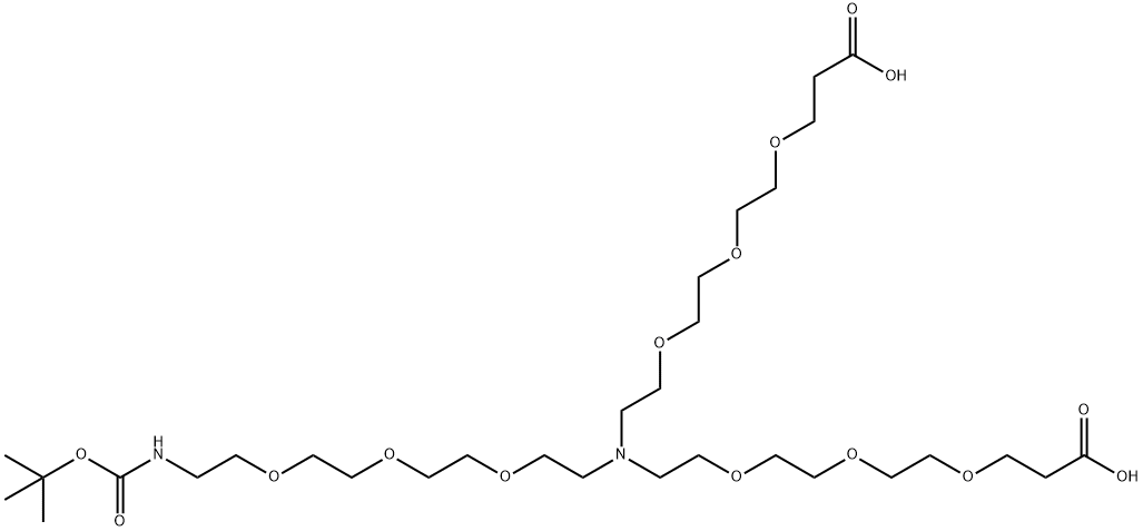 N-(Boc-PEG3)-N-Bis-(PEG3-acid) Struktur