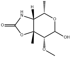 4H-Pyrano[3,4-d]oxazol-2(3H)-one,tetrahydro-6-hydroxy-7-methoxy-4,7a- Struktur