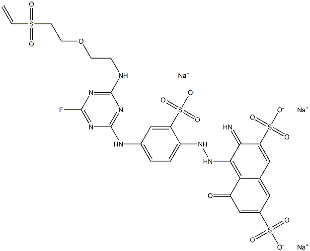 2,7-Naphthalenedisulfonic acid, 3-amino-4-4-4-2-2-(ethenylsulfonyl)ethoxyethylamino-6-fluoro-1,3,5-triazin-2-ylamino-2-sulfophenylazo-5-hydroxy-, trisodium salt Struktur