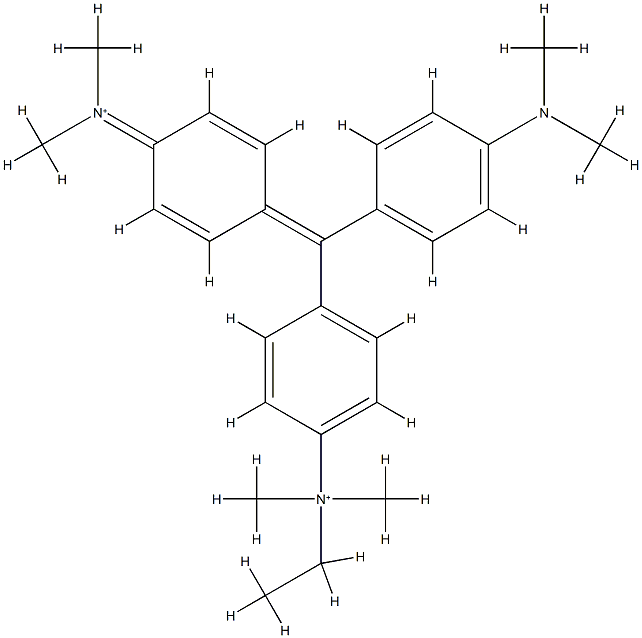 N,N-Dimethyl-4-[α-[4-(dimethylamino)phenyl]-4-(ethyldimethylaminio)benzylidene]-2,5-cyclohexadiene-1-ylideneiminium Struktur