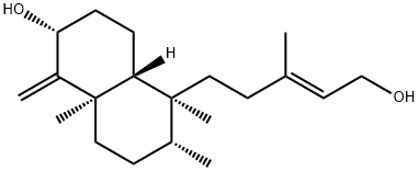 [2R,4aβ]-Decahydro-5β-[(E)-5-hydroxy-3-methyl-3-pentenyl]-5,6α,8aα-trimethyl-1-methylenenaphthalen-2α-ol Struktur