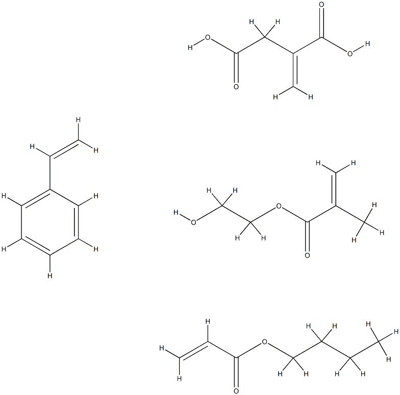 Butanedioic acid, methylene-, polymer with butyl 2-propenoate, ethenylbenzene and 2-hydroxyethyl 2-methyl-2-propenoate Struktur