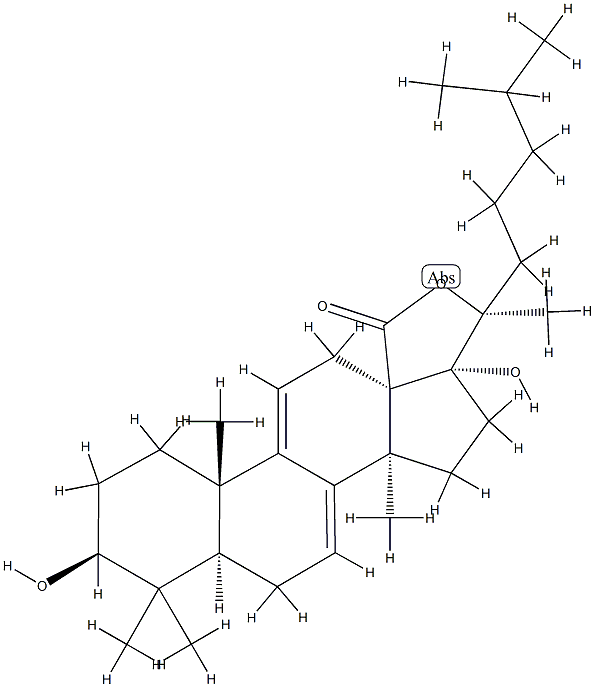 3β,17,20-Trihydroxy-5α-lanosta-7,9(11)-dien-18-oic acid γ-lactone Struktur