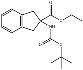 1H-Indene-2-carboxylic acid, 2-[[(1,1-diMethylethoxy)carbonyl]aMino]-2,3-dihydro-, ethyl ester Struktur