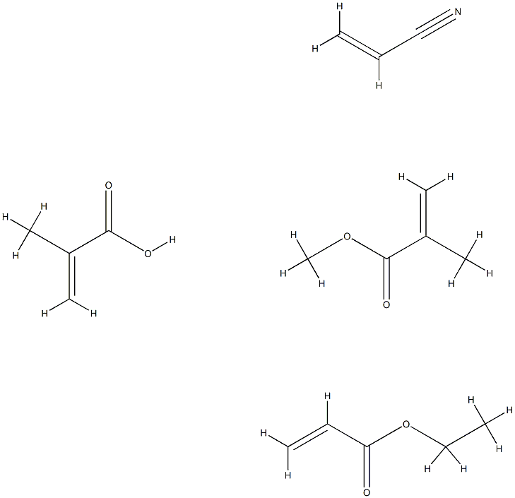 2-Propenoic acid, 2-methyl-, polymer with ethyl 2-propenoate, methyl 2-methyl-2-propenoate and 2-propenenitrile Struktur