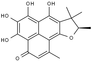 4,5,6,7-Tetrahydroxy-1,8,8,9-tetramethyl-8,9-dihydrophenaleno[1,2-b]fu ran-3-one Struktur