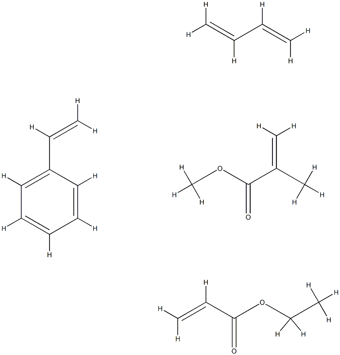 2-Propenoic acid, 2-methyl-, methyl ester, polymer with 1,3-butadiene, ethenylbenzene and ethyl 2-propenoate Struktur