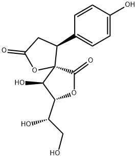 (4S,5S)-8α-[(S)-1,2-Dihydroxyethyl]-9β-hydroxy-4-(4-hydroxyphenyl)-1,7-dioxaspiro[4.4]nonane-2,6-dione Struktur