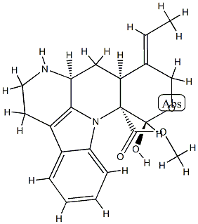 (7aS,9E)-9-Ethylidene-5,6,7,7aα,8,8aα,9,10-octahydro-12β-hydroxyindolo[3,2,1-ij]pyrano[3,4-b][1,5]naphthyridine-12aα(12H)-carboxylic acid methyl ester Struktur