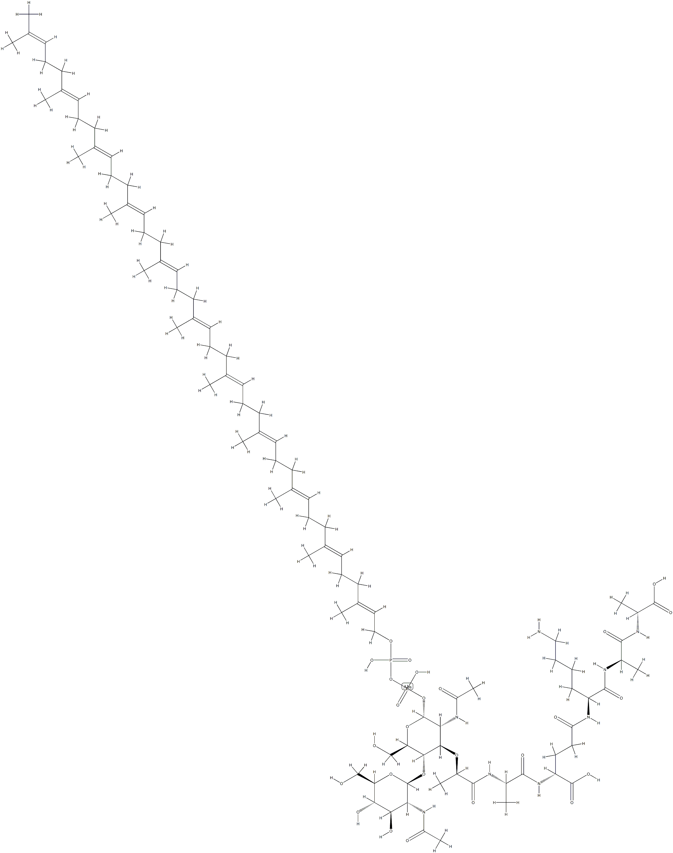 undecaprenyl diphosphate-(N-acetylglucosaminyl)(1-4)-N-acetylmuramoyl pentapeptide Struktur