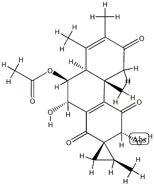 [1S,2S,(+)]-9'α-Acetyloxy-4'b,8'aβ,9',10'-tetrahydro-3'β,10'β-dihydroxy-2,4'bα,7',8'-tetramethylspiro[cyclopropane-1,2'(1'H)-phenanthrene]-1',4',6'(3'H,5'H)-trione Struktur