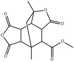 Decahydro-1,5-dimethyl-3,6,8-trioxo-1,5-methanobenzo[1,2-c:3,4-c']difuran-4-carboxylic acid methyl ester Struktur