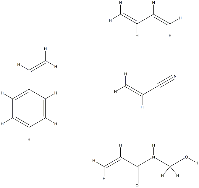 2-Propenamide, N-(hydroxymethyl)-, polymer with 1,3-butadiene, ethenylbenzene and 2-propenenitrile Struktur