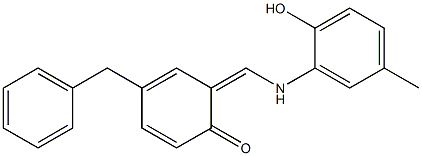 4-benzyl-2-{[(2-hydroxy-5-methylphenyl)imino]methyl}phenol Struktur