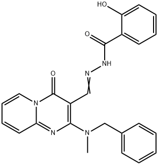 (E)-N-((2-(benzyl(methyl)amino)-4-oxo-4H-pyrido[1,2-a]pyrimidin-3-yl)methylene)-2-hydroxybenzohydrazide Struktur