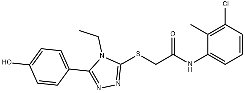 N-(3-chloro-2-methylphenyl)-2-{[4-ethyl-5-(4-hydroxyphenyl)-4H-1,2,4-triazol-3-yl]sulfanyl}acetamide Struktur