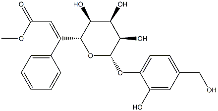 [2-Hydroxy-4-(hydroxymethyl)phenyl]6-O-(3-phenyl-1-oxo-2-propenyl)-β-D-allopyranoside Struktur