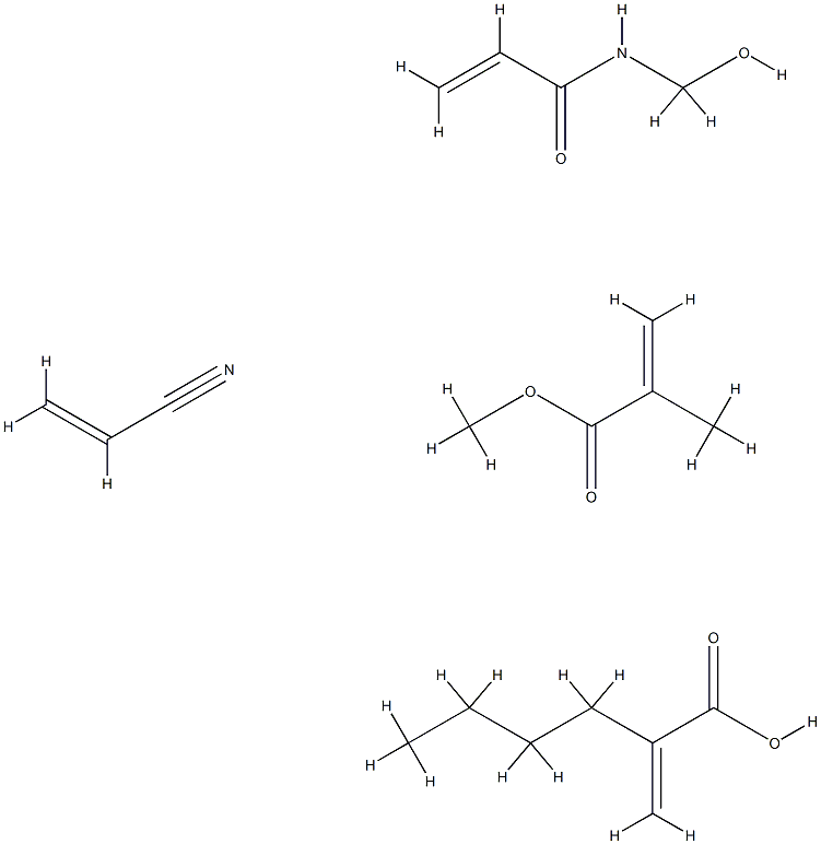 2-Propenoic acid, 2-methyl-, methyl ester, polymer with butyl 2-propenoate, N-(hydroxymethyl)-2-propenamide and 2-propenenitrile Butyl 2-propenoate, polymer with N-(hydroxymethyl)-2-propenamide, methyl 2-methyl-2-propenoate and propenenitrile Struktur