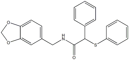 N-(1,3-benzodioxol-5-ylmethyl)-2-phenyl-2-(phenylsulfanyl)acetamide Struktur