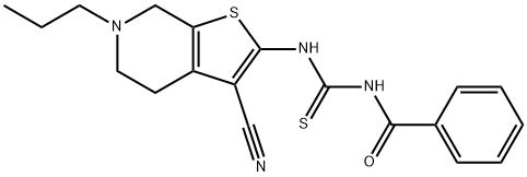 N-benzoyl-N'-(3-cyano-6-propyl-4,5,6,7-tetrahydrothieno[2,3-c]pyridin-2-yl)thiourea Struktur