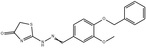 4-(benzyloxy)-3-methoxybenzaldehyde (4-oxo-1,3-thiazolidin-2-ylidene)hydrazone Struktur