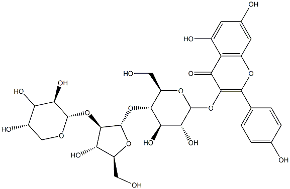 3-[[4-O-[2-O-(α-L-Arabinopyranosyl)-α-L-arabinofuranosyl]-β-D-glucopyranosyl]oxy]-5,7-dihydroxy-2-(4-hydroxyphenyl)-4H-1-benzopyran-4-one Struktur