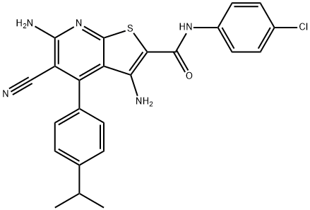 3,6-diamino-N-(4-chlorophenyl)-5-cyano-4-(4-isopropylphenyl)thieno[2,3-b]pyridine-2-carboxamide Struktur