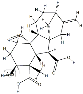 4aα-Formyl-2β-hydroxy-1β-methyl-8-methylenegibbane-1α,10β-dicarboxylic acid Struktur