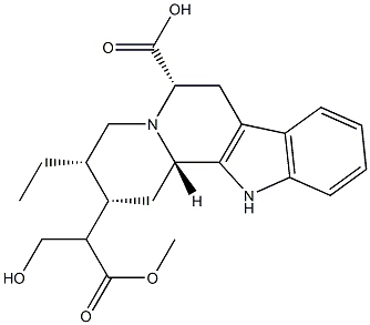 (20β)-17-Hydroxycorynan-5β,16-dicarboxylic acid 16-methyl ester Struktur