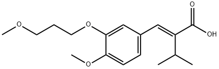 2-Isopropyl-3-[4-methoxy-3-(3-methoxypropoxy)phenyl]acrylic acid Struktur