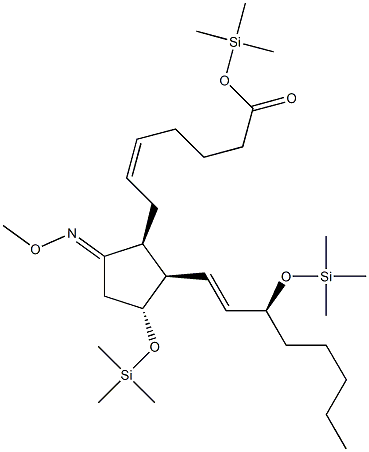 Prosta-5,11-dien-1-oic acid, 9-(methoxyimino)-11,15-bis[(trimethylsily l)oxy]-, (5Z,8beta,9E,11alpha,13E,15S)- Struktur