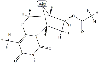 (3R)-4α-(Acetyloxy)-3,4,5,6-tetrahydro-11-methyl-3β,6β-epoxy-2H,8H-pyrimido[6,1-b][1,3]oxazocine-8,10(9H)-dione Struktur