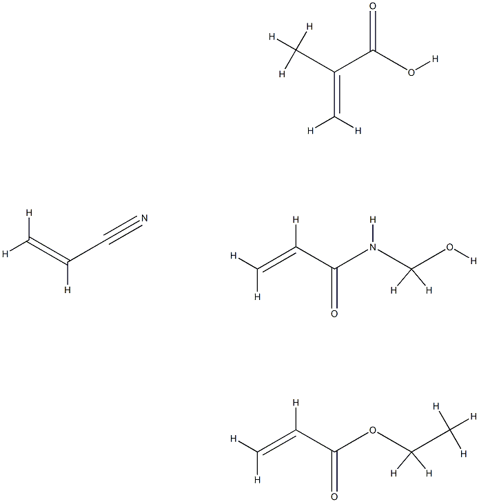 2-Propenoic acid, 2-methyl-, polymer with ethyl 2-propenoate, N-(hydroxymethyl)-2-propenamide and 2-propenenitrile Struktur