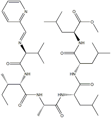 N-(2-Pyridinylmethylene)-L-Val-L-Ile-L-Ala-L-Leu-L-Leu-L-Leu-OMe Struktur