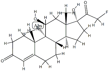 (8S,9R,10S,11S,13S,14S,17R)-9-fluoro-17-(2-fluoroacetyl)-11,17-dihydro xy-10,13-dimethyl-1,2,6,7,8,11,12,14,15,16-decahydrocyclopenta[a]phena nthren-3-one Struktur