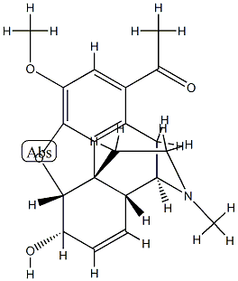 1-(3-Methoxy-6α-hydroxy-17-methyl-4,5α-epoxy-7,8-didehydromorphinan-1-yl)ethanone Struktur