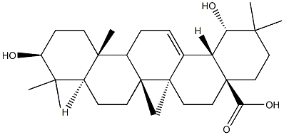 3β,19α-ジヒドロキシオレアナ-12-エン-28-酸 化學(xué)構(gòu)造式