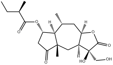 (R)-2-Methylbutanoic acid (3R,3aα,7aα,9aα)-dodecahydro-3-hydroxy-3-hydroxymethyl-4aβ,8α-dimethyl-2,5-dioxoazuleno[6,5-b]furan-7α-yl ester Struktur