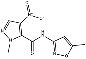 1H-Pyrazole-5-carboxamide,1-methyl-N-(5-methyl-3-isoxazolyl)-4-nitro-(9CI) Struktur