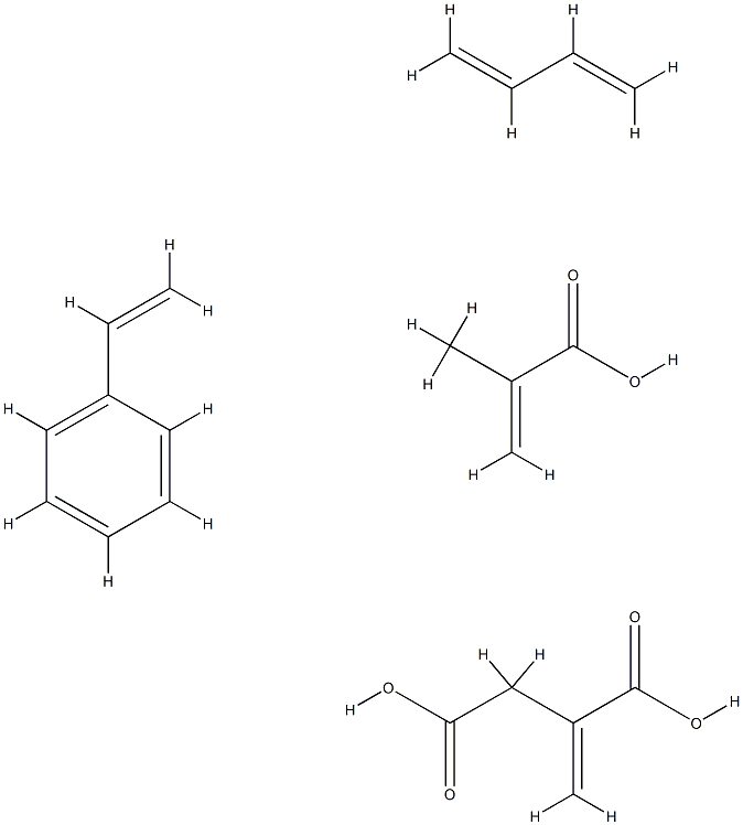 Butanedioic acid, methylene-, polymer with 1,3-butadiene, ethenylbenzene and 2-methyl-2-propenoic acid Struktur