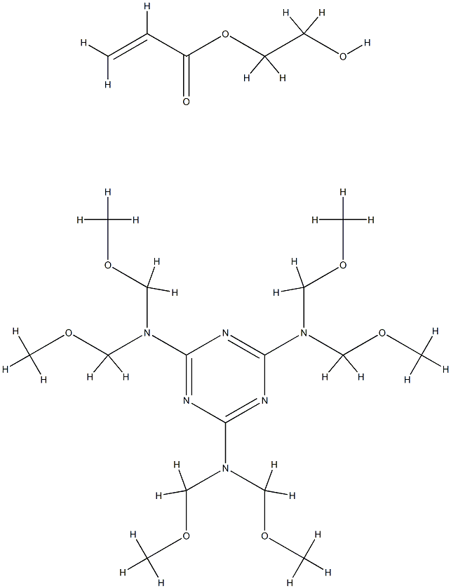 2-Propenoic acid, 2-hydroxyethyl ester, polymer with N,N,N,N,N,N-hexakis(methoxymethyl)-1,3,5-triazine-2,4,6-triamine Struktur