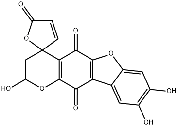 2,3-Dihydro-2,8,9-trihydroxyspiro[4H-benzofuro[2,3-g]-1-benzopyran-4,2'(5'H)-furan]-5,5',11-trione Struktur