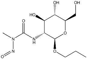 Propyl 2-deoxy-2-(3-methyl-3-nitrosoureido)-β-D-glucopyranoside Struktur