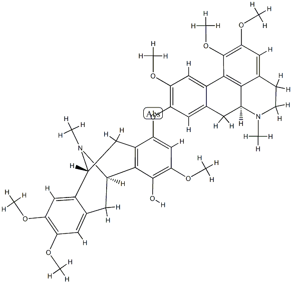 5,6,11,12-Tetrahydro-3,8,9-trimethoxy-13-methyl-1-[[(6aS)-5,6,6a,7-tetrahydro-1,2,10-trimethoxy-6-methyl-4H-dibenzo[de,g]quinolin-9-yl]oxy]-5α,11α-epiminodibenzo[a,e]cycloocten-4-ol Struktur