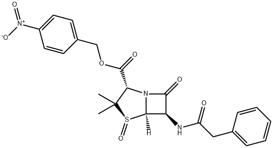 (1S,3S,5R,6R)-(4-nitrophenylmethyl)-1-dioxo-6-phenylacetamido-penam-3-carboxylate Struktur