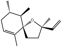 (5S,2R)-2,6,9α,10β-Tetramethyl-2-vinyl-1-oxaspiro[4.5]dec-6-ene Struktur